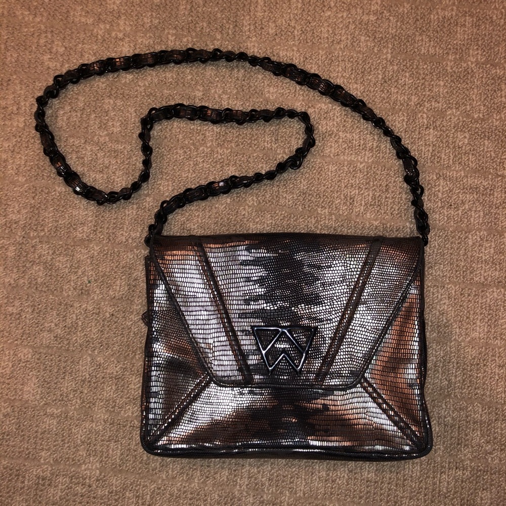 Kelly Wynne Cloud 9 Clutch Metallic Snakeskin